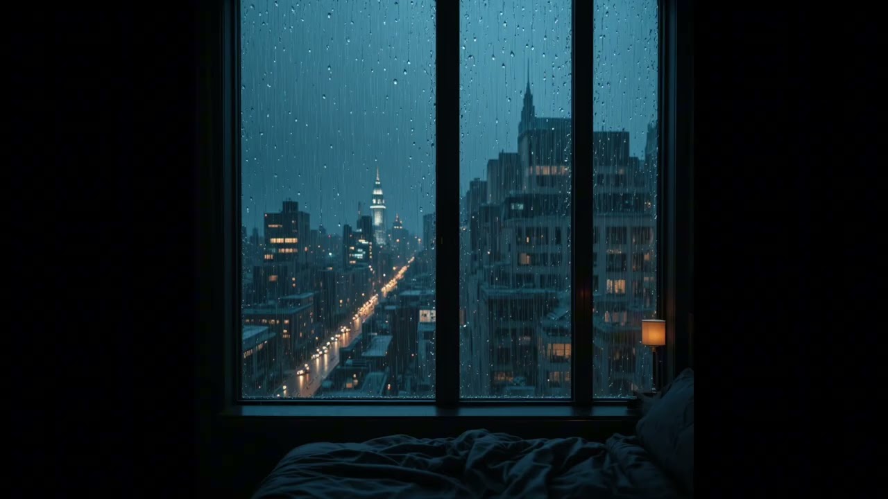 4 Hours of Soft Rain for Sleep | NYC Apartment Bedroom (No Thunder)