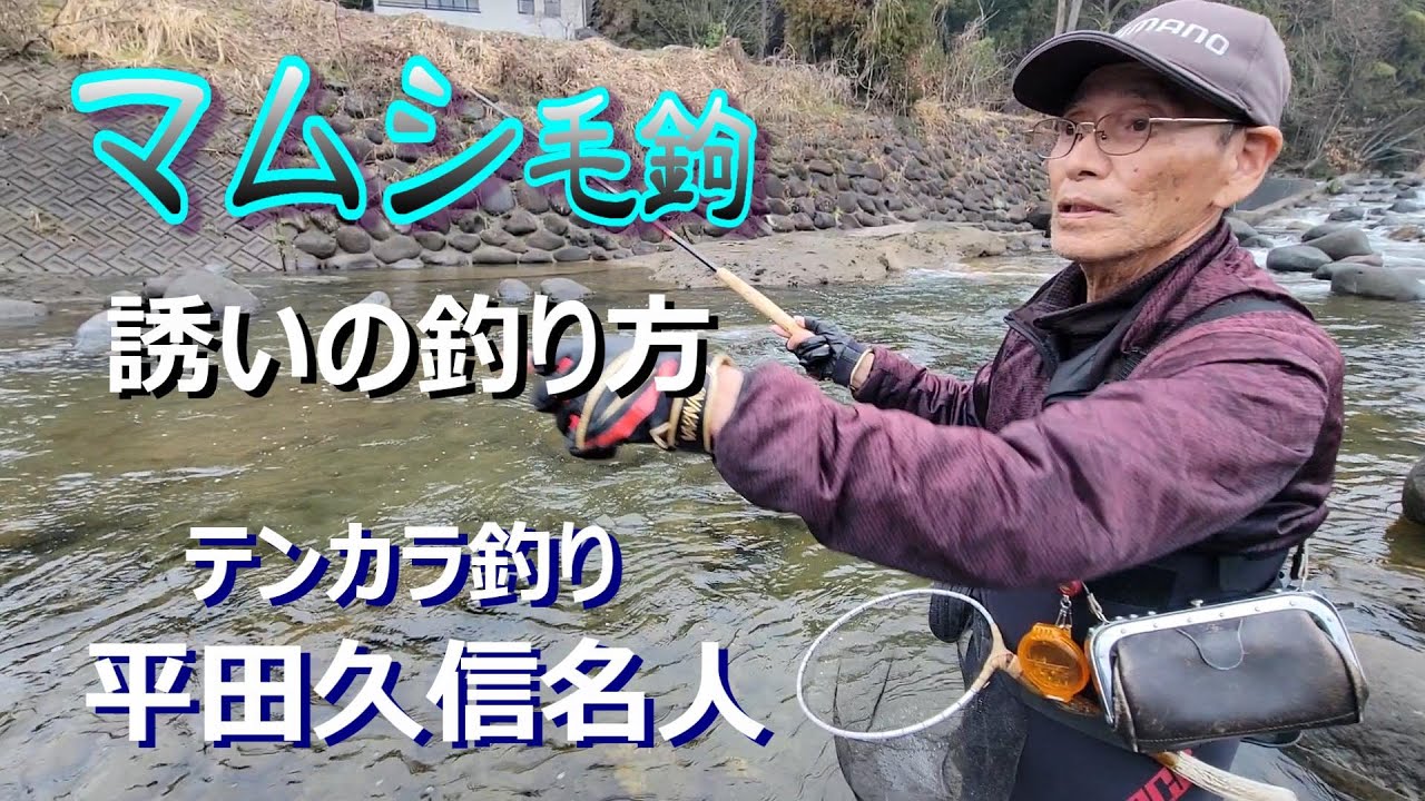 【マムシ毛バリ平田久信名人】テンカラ誘いの釣り方　渓流釣り