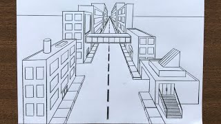 How to Draw a Town in 1-Point Perspective