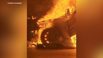 Car bursts into flames after rear-ending semi on Dan Ryan