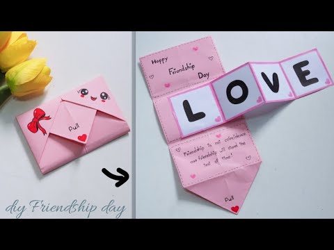 easy & cute surprise message card for Friendship day | origami envelope ...