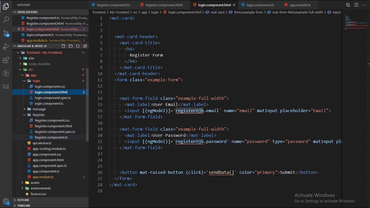 16 | How to Create a Login Front end Component in Angular | Angular ...