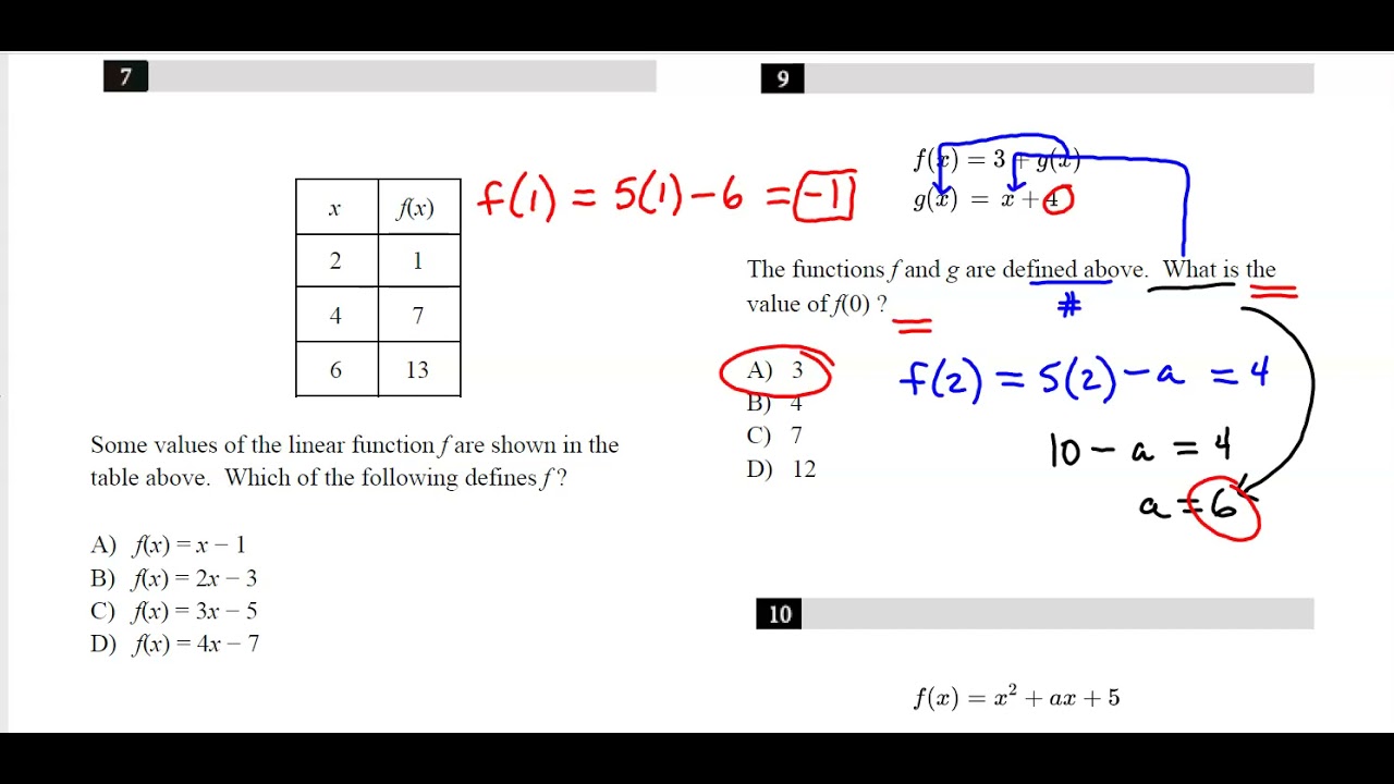 SAT Prep - Evaluating Functions