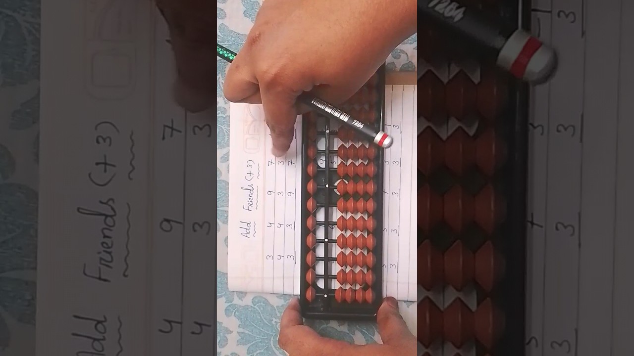 solving of add friends (+3) on abacus kit in Hindi 