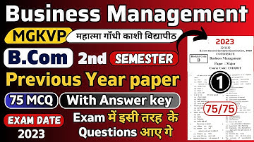 Business Management mgkvp bcom 2nd semester original paper 2023 with ans key | business management