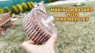 Making a basket with pine needles! Project from start to finish!