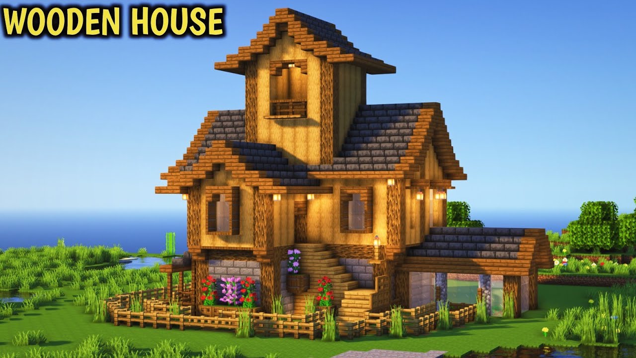 Cool wooden house || How to build wooden house #minecraft - YouTube