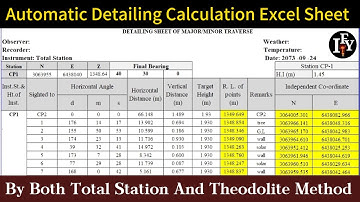 Automatic Excel Sheet for Coordinate Calculations of Detailing | Final Work of Survey Camp