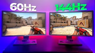 A REAL diferença de 60Hz e 144Hz nos MONITORES! Fiz TODOS os testes...