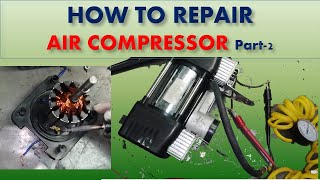 #201 how to repair AIR COMPRESSOR dc motor brushes replacement