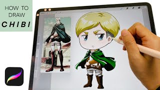 PROCREATE DRAW WITH ME: How to Draw CHIBI Character on iPad - Erwin Smith (Attack on Titan)