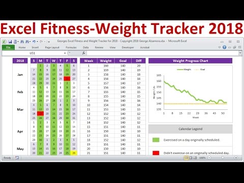 Excel Fitness Tracker and Weight Loss Tracker for 2018 Exercise Planner Weight Tracker Spreadsheet