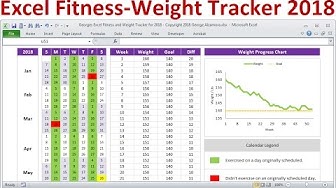 Excel Fitness Tracker and Weight Loss Tracker for 2018 - Exercise Planner Weight Tracker Spreadsheet