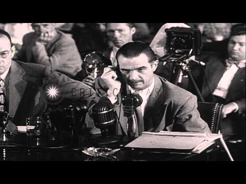 howard-robard-hughes-is-questioned-during-the-investigation-of-40-million-in-war-...hd-stock-footage