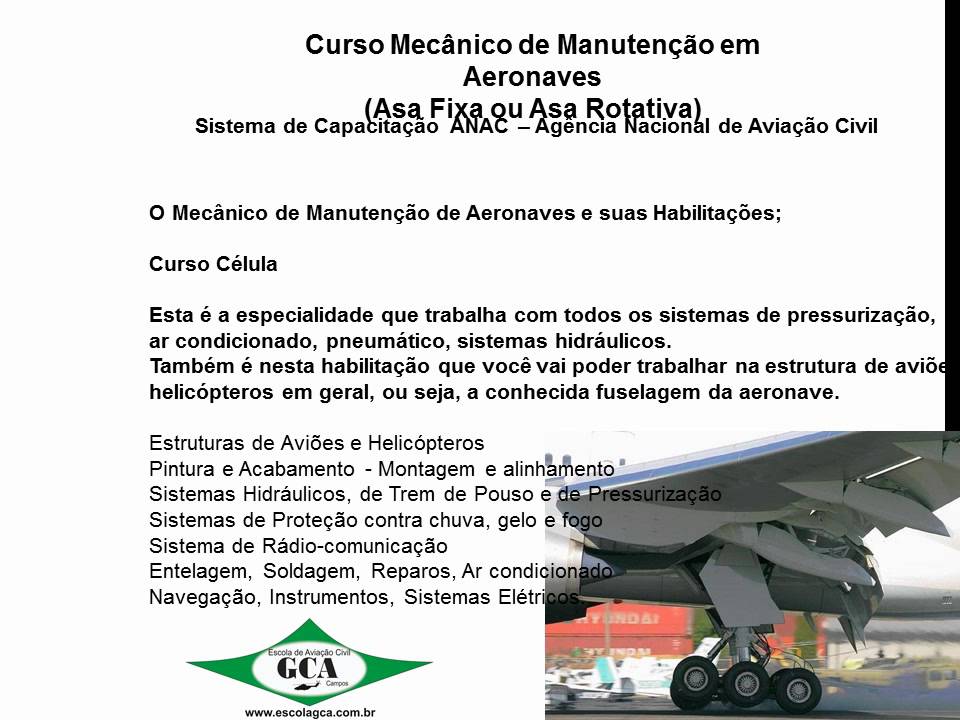 Curso de Mecânico de Avião em campos dos Goytacazes Escola de Aviação ...