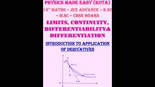Fundamentals of limits and continuity; applications of derivatives; derivatives of common functions;
