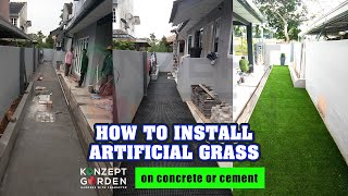 How to install artificial grass on concrete or cement? | Landscape Design Malaysia