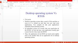 Desktop Operating System Versus Real Time Operating System RTOS Lecture 26