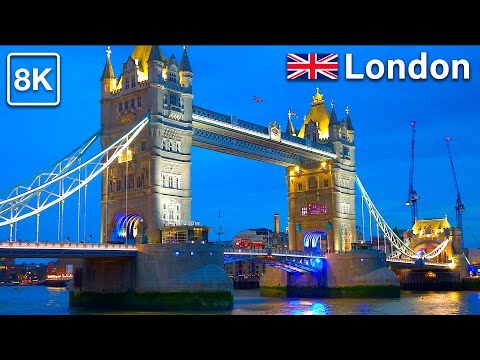 Londra 🇬🇧 Thames Nehri boyunca yürüyüş 8K60FPS 2023