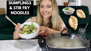 STIR FRY NOODLES AND DUMPLINGS mukbang