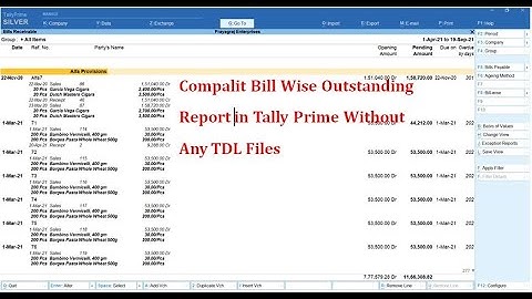 Complete Bill Wise Outstanding Report In Tally Prime