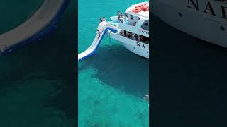 Our epic slide that sends you flying straight into the crystal-clear waters of the Blue Lagoon!