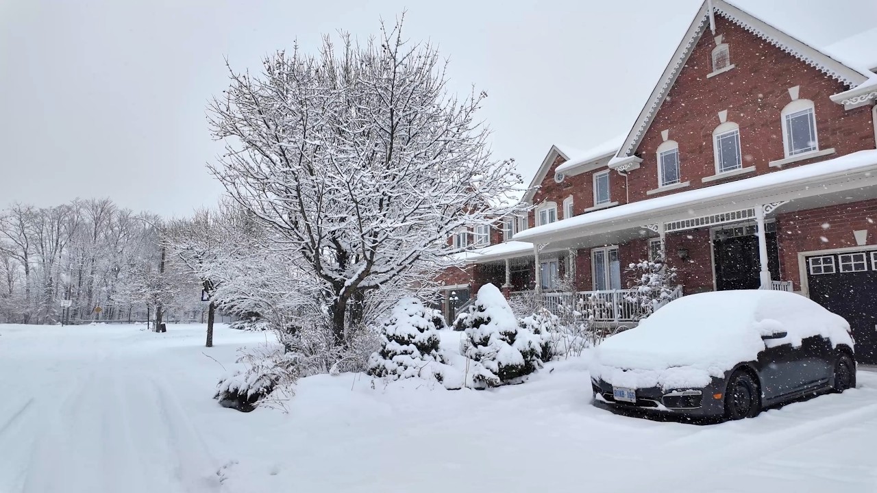 Snow Walk during Lake-effect Snowfall in Toronto area in December