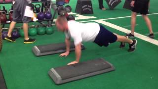 Step up box power push ups