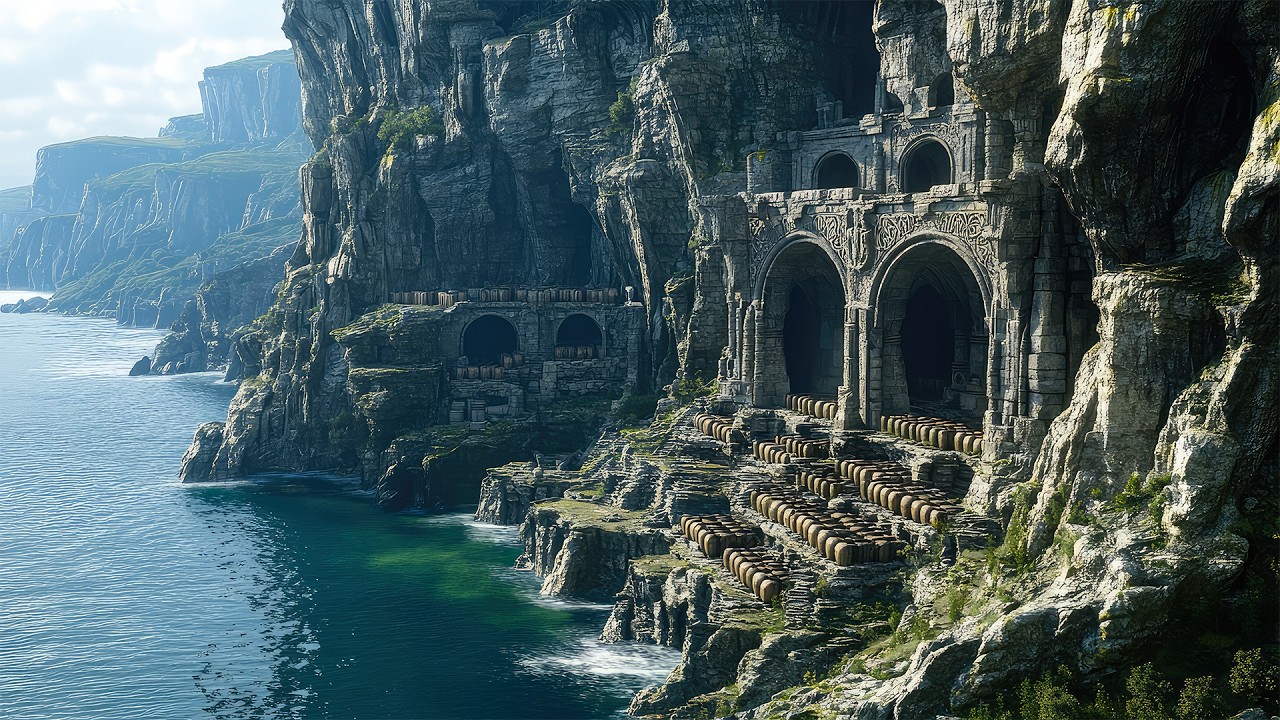 Ancient Seaside Stronghold Carved Into the Cliffs | Celtic Medieval Music for Deep & Relax