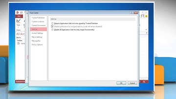 How to view or change add-in security settings in Microsoft® Access 2013