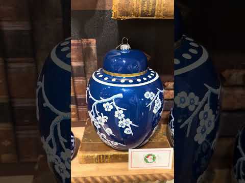 Raz Eric Cortina 6.5" OR 8" Blue Ginger Jar Glass Christmas Ornament