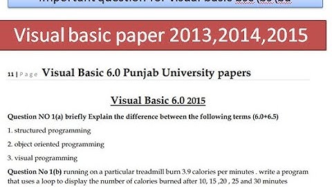past paper for visual basic ||  bsc computer important question || past paper on visual basic 2015