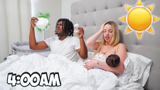 OUR 4AM MORNING ROUTINE WITH A NEWBORN! *productive morning*