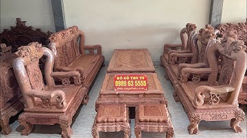 Bàn Ghế Minh Quốc Đào Cột 16 Gỗ Hương Đá Đẹp tại Đồ Gỗ Thu Tú