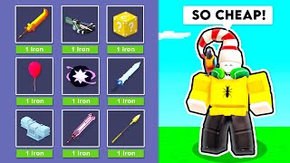 OP ITEMS = 1 IRON in the shop.. (Roblox Bedwars)