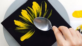 (506) Yellow bubble flower | Spoon & Silicone oil | Fluid Acrylic for beginners | Designer Gemma77