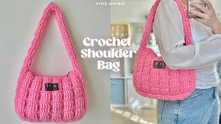 ☁️How To Crochet Shoulder Bag | Cloud Pleated Crochet Bag☁️