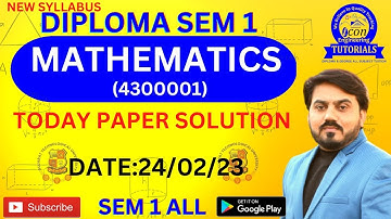 TODAY SEM 1 MATHEMATICS PAPER SOLUTION  GTU EXAM || 24/02/23 GTU PAPER SOLUTION || WINTER 2022