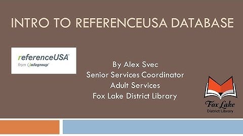 Intro To ReferenceUSA Database
