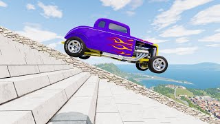 Giant Stairs vs Cars #32 - BeamNG Drive