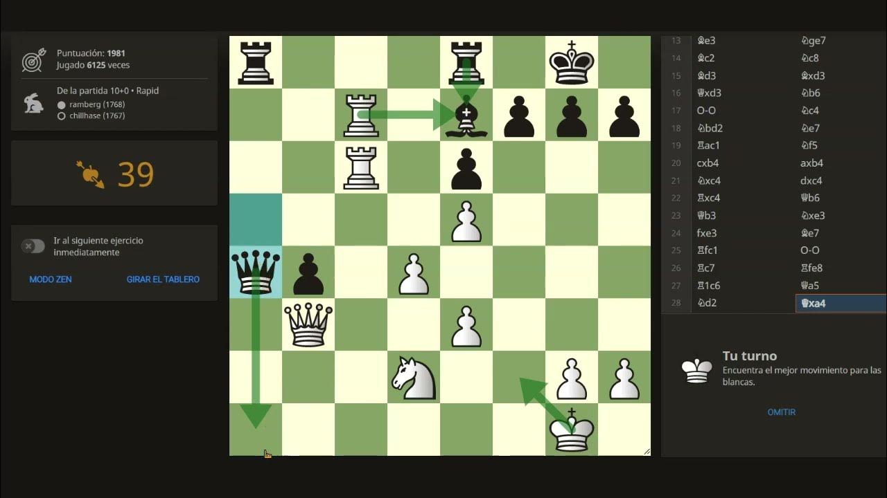 Ejercicio 40 Puntuación 1981 Primer Puzzle Streak en Lichess!! ♟