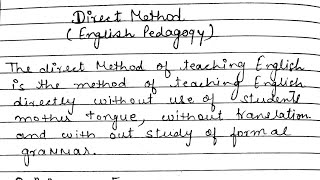 Direct method of teaching English || English pedagogy || Ctet, Reet, Mptet