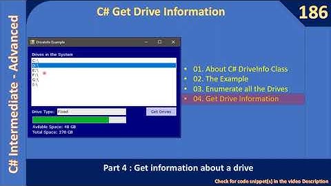 C# DriveInfo | Part 4 - Drive Total and Free Space | C# Advanced #186
