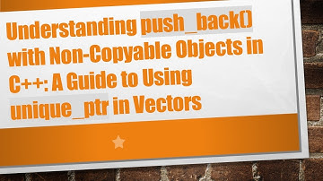 Understanding push_back() with Non-Copyable Objects in C+ + : A Guide to Using unique_ptr in Vectors