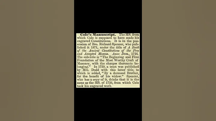 Cole's Manuscript: Encyclopedia of Freemasonry By ...