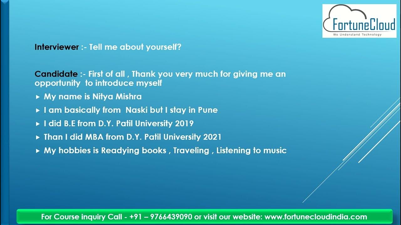 Tell Me About Yourself Interview Answer For Freshers