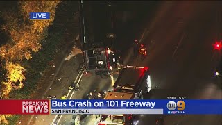 Dozens Hurt When Bus Overturns On Hwy 101 In San Francisco, Snarling Southbound Traffic