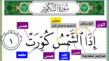 جزء عم سورة التكوير قراءه تجويديه جميع أحكام التجويد من(إذا الشمس كورت)إلى(بأى ذنب قتلت)
