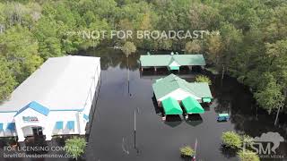 9-24-2018 Conway, SC Record flooding, homes, businesses flooded man builds levee to save house drone