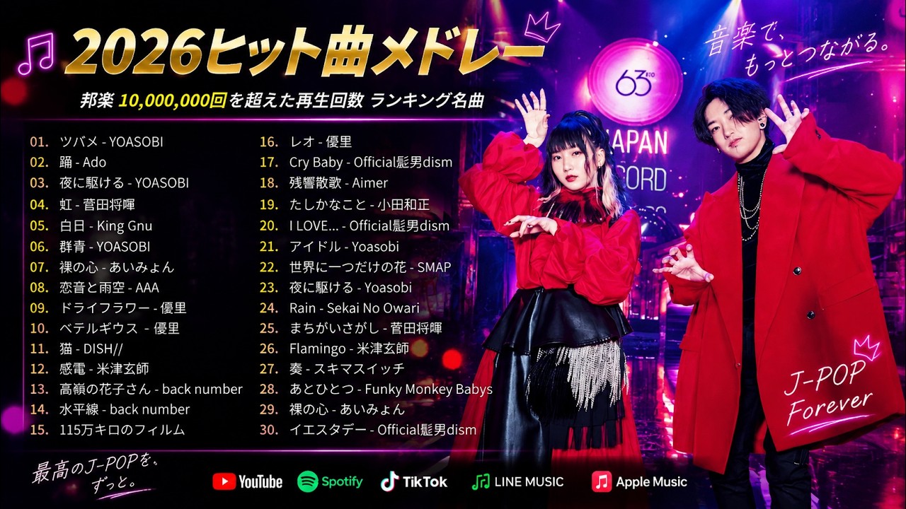 2026年最新版】J POP人気曲メドレー 🎶✨ 今聴きたい新曲・ヒット